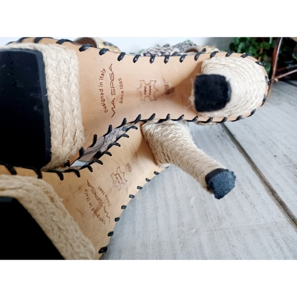 Via Spiga Crisscross Ankle Strap Leather Snake Embossed Jute Platform Sandal - Picture 7 of 16